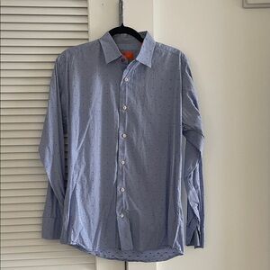 TALLIA Light Blue Microdot Long-Sleeve Dress Shirt